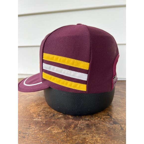 Vintage APAC Building America Maroon 3 Stripe Snapback Trucker Hat R3 - Picture 2 of 6